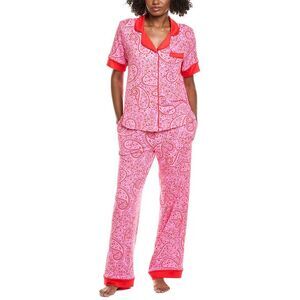 Room Service Womens  2Pc Arizona Top & Pant Pajama Set, Pink
